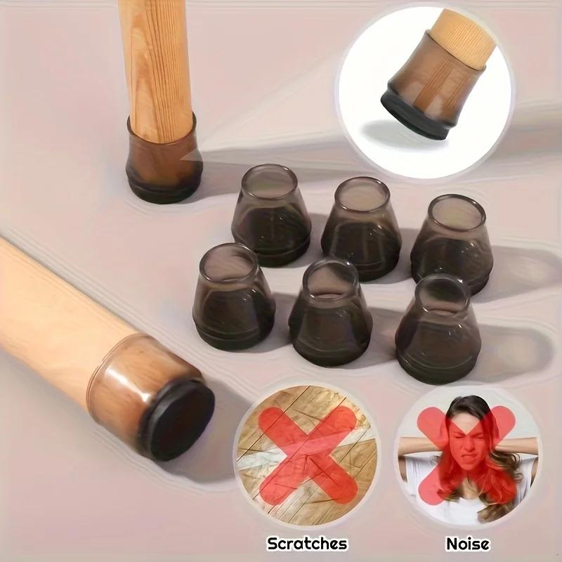12pcs of Table and Chair Foot Protection Covers - Anti Slip Silent Table and Chair Foot Caps, Wear-resistant and Noise Reducing