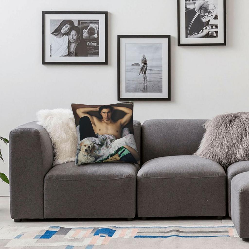Adam Driver With Dog Photosession Square Pillowcase Cushion Cover Pillow Case Throw Pillow Cover For Home Sofa Living Room