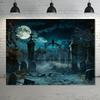 Halloween Background Cloth, Horror Cemetery Halloween Photography Background, Very Suitable for Halloween Parties and Photos