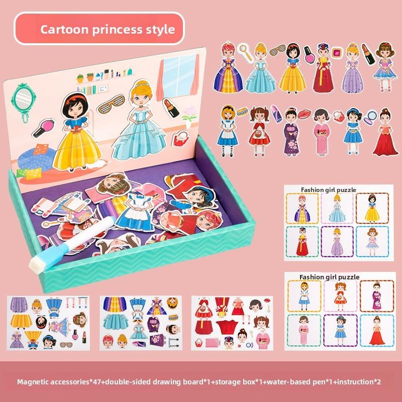 

Childrens Magnetic Puzzle Board With Doublesided Panels For Kids PrincessDress