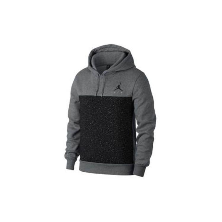 Air Jordan Logo Splicing Hoodie Dark Grey Black Men s 884043-091 L