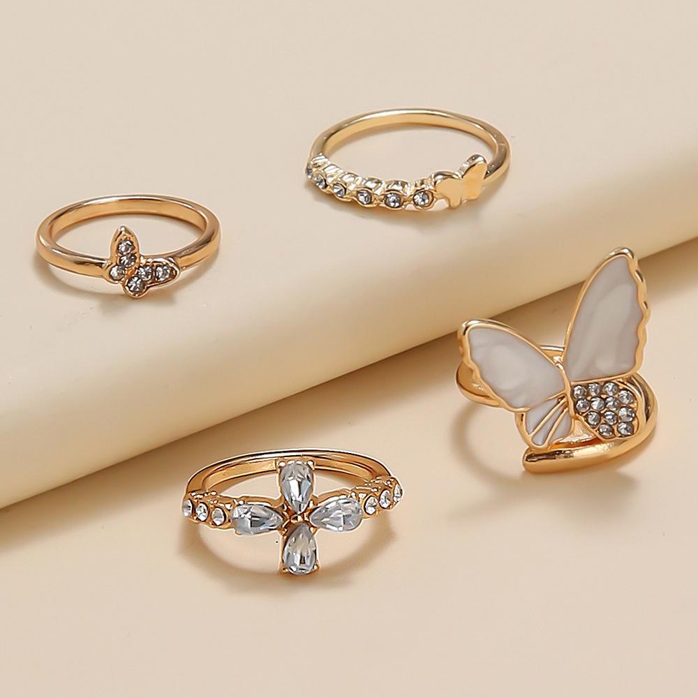 Trendy European And American Butterfly Ring Set Wholesale Jewelry
