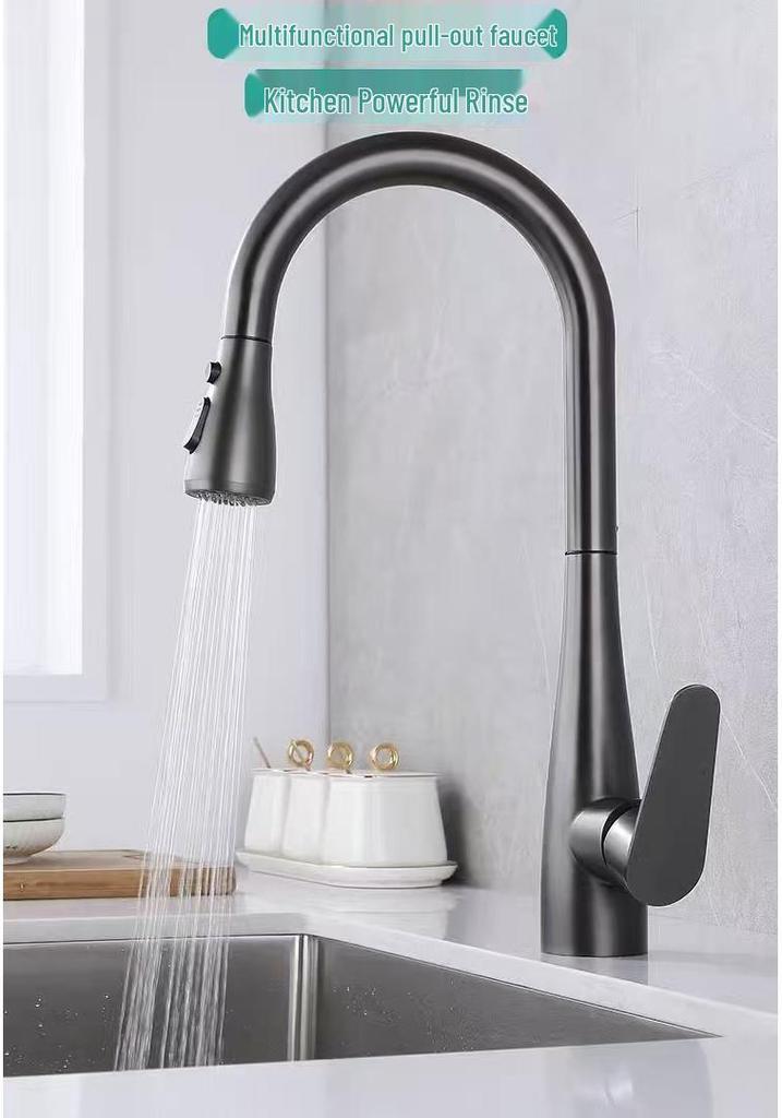 Stainless Steel Telescopic Swan Neck Faucet, Universal Rotation, Hot/Cold Compatible.