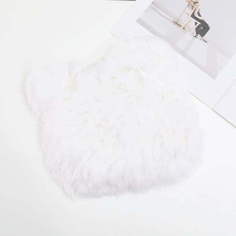 Mickey Ears Rabbit Hair Hat Women's Autumn and Winter Thickened Cold-proof Warm Baotou Hat Plush Fur Cute Headscarf Hat