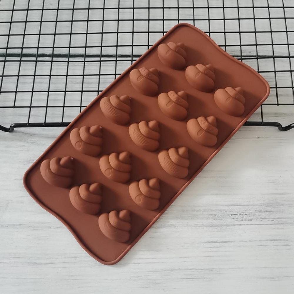 Smile Face Pig Shaped Mini Poop Chocolate Mold 15 Grids Candle Mold Poop Silicone Mold  DIY