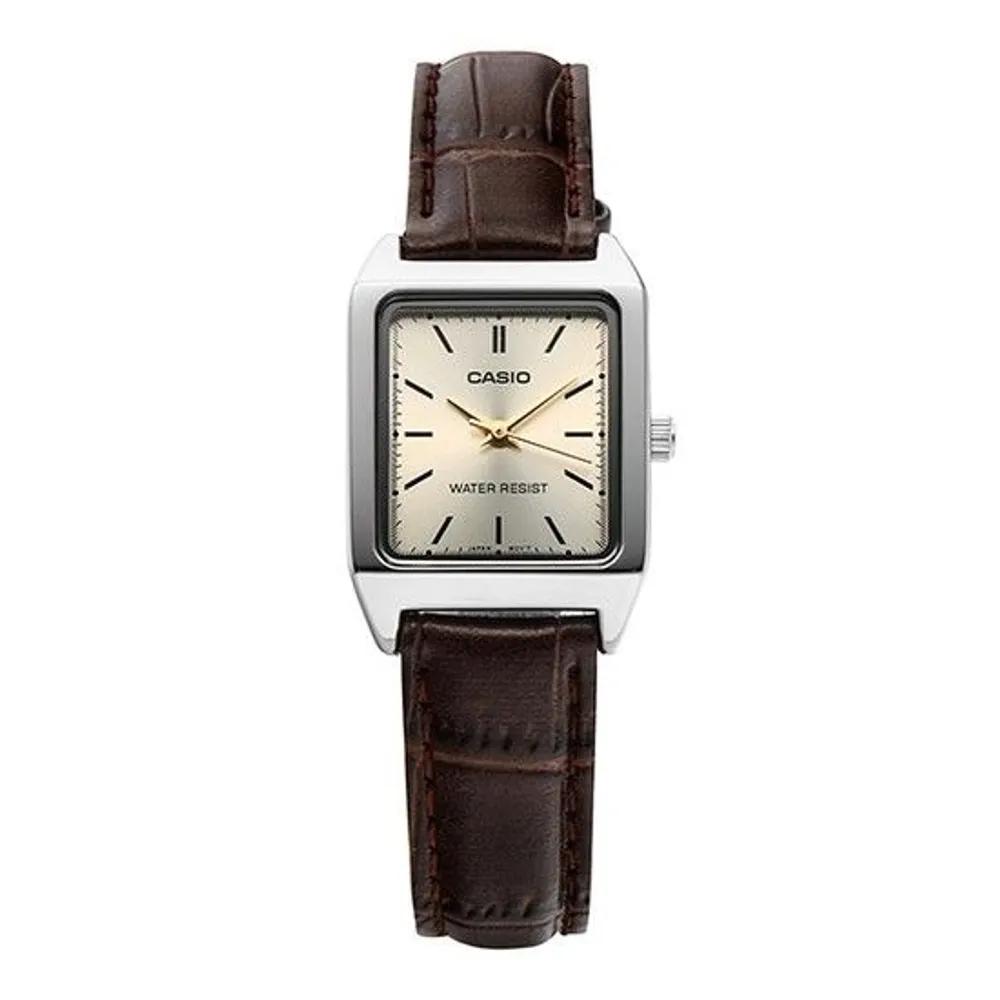 Women s Analog Square Leather Wristwatch (R1) (LTP V007L 9EUDF)