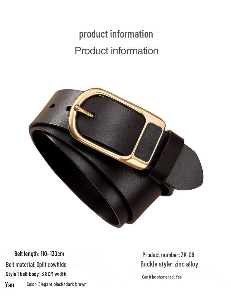 Men's Retro Genuine Leather Belt - Pin Buckle Cowhide Waist Belt for Business and Casual Wear, Suitable for Middle-Aged and Young Men.