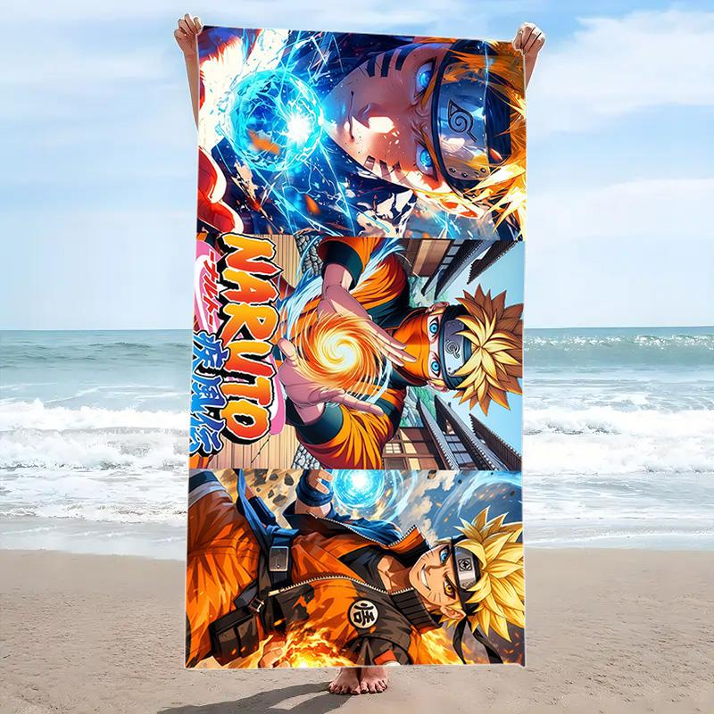 Anime Uzumaki Naruto Print Beach Towel, Large Soft Quick Dry Towel for Beach Camping Swimming