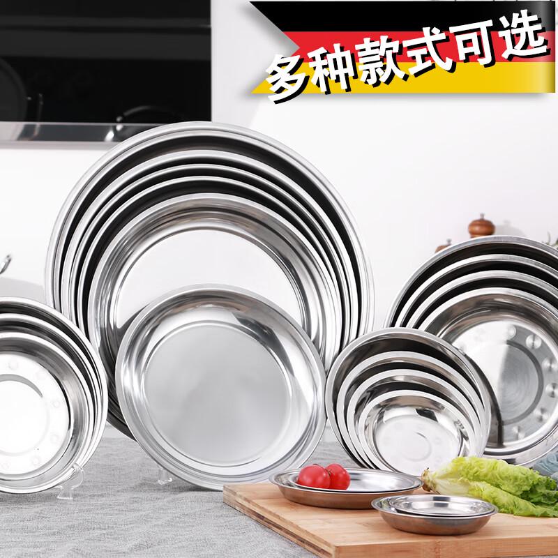 Stainless Steel Deep Round Dinner Plates - 5 Pack