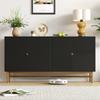 Sideboard with Raised Texture 160cm, with Four Doors, Golden Brushed Handles and High-Gloss Table Legs, Black, 160×40×82cm(old Sku N657P28156667S)