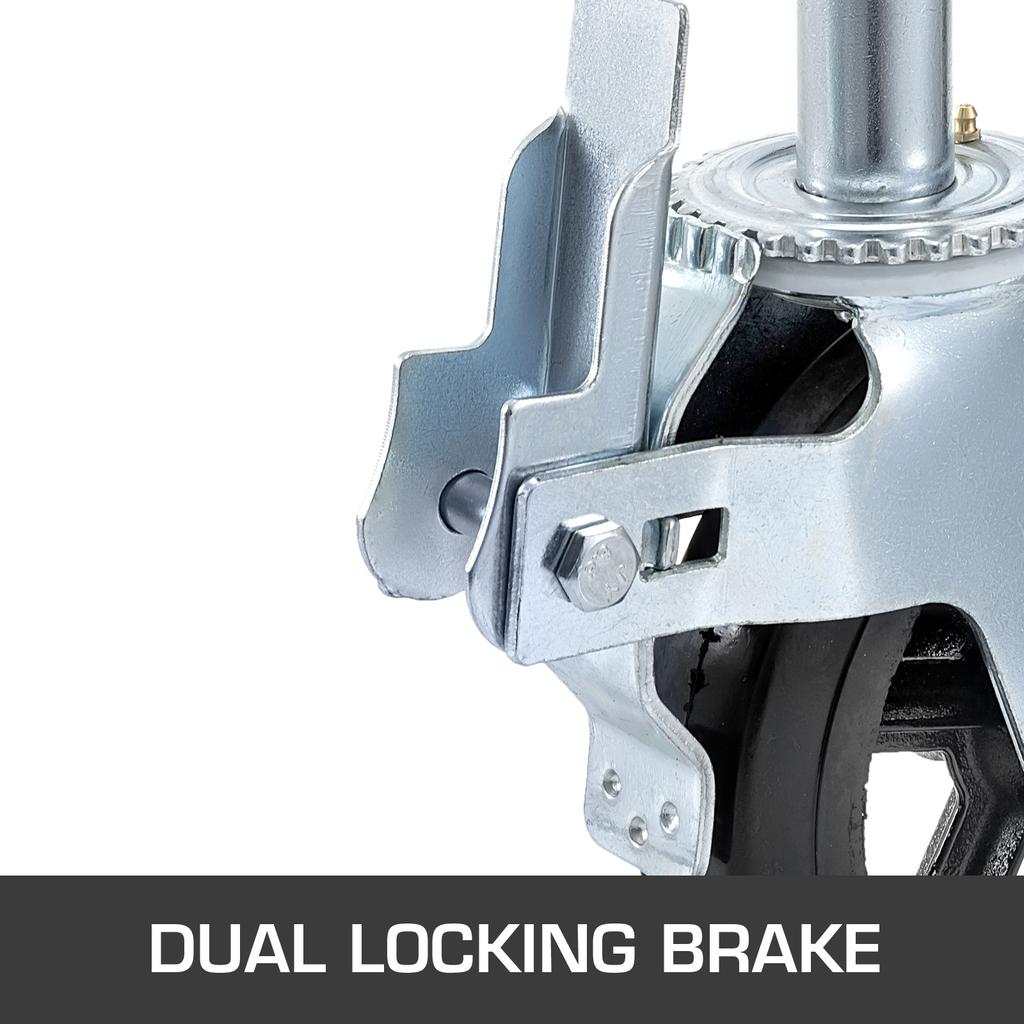 SucceBuy 4 Pack 8 X 2 Inch Heavy Duty Scaffolding Rubber Swivel Caster With Dual Locking 1100LBS Capacity Per Wheel 360 Degrees