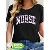 Women'S Short-Sleeve T-Shirt with Letter Print Summer Outfit for Casual Wear, Round Neck
