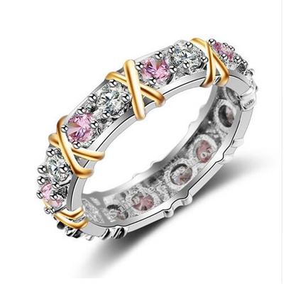 Original Sterling Silver Rings White &Purple &Pink Aaa Zircon Cz Jewelry Gold Color Wedding Ring For Women