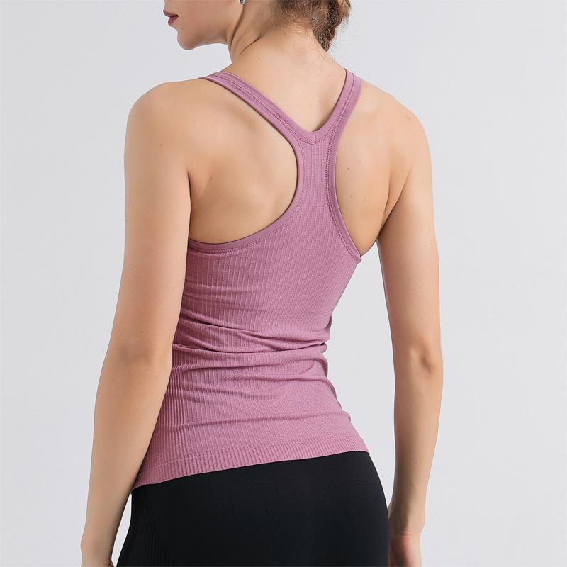 Yoga Top Chest Padded and Beautiful Back Tight Fitting Vest Long Length Fitness and Sports Underwear