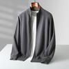 Herren Woll Reißverschluss Strickjacke Pullover - Einfarbige, Stehkragen, Warm & Locker Kaschmir für Herbst/Winter