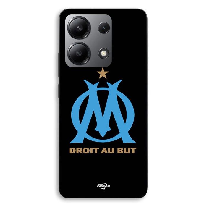 Coque de téléphone - MANIACASE - Xiaomi Redmi Note 13 4G - Silicone TPU - Noir - Logo OM (Olympique de Marseille)