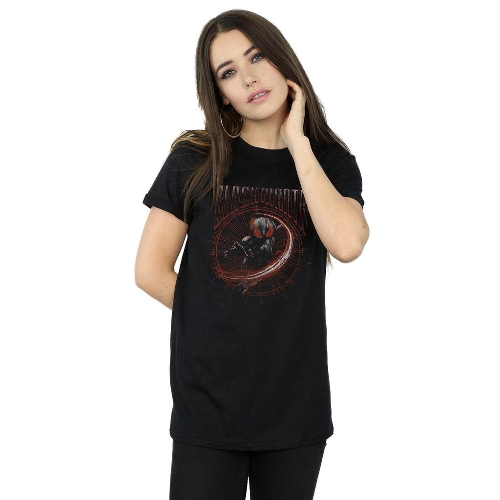 DC Comics Womens/Ladies Aquaman Black Manta Circle Cotton Boyfriend T-Shirt