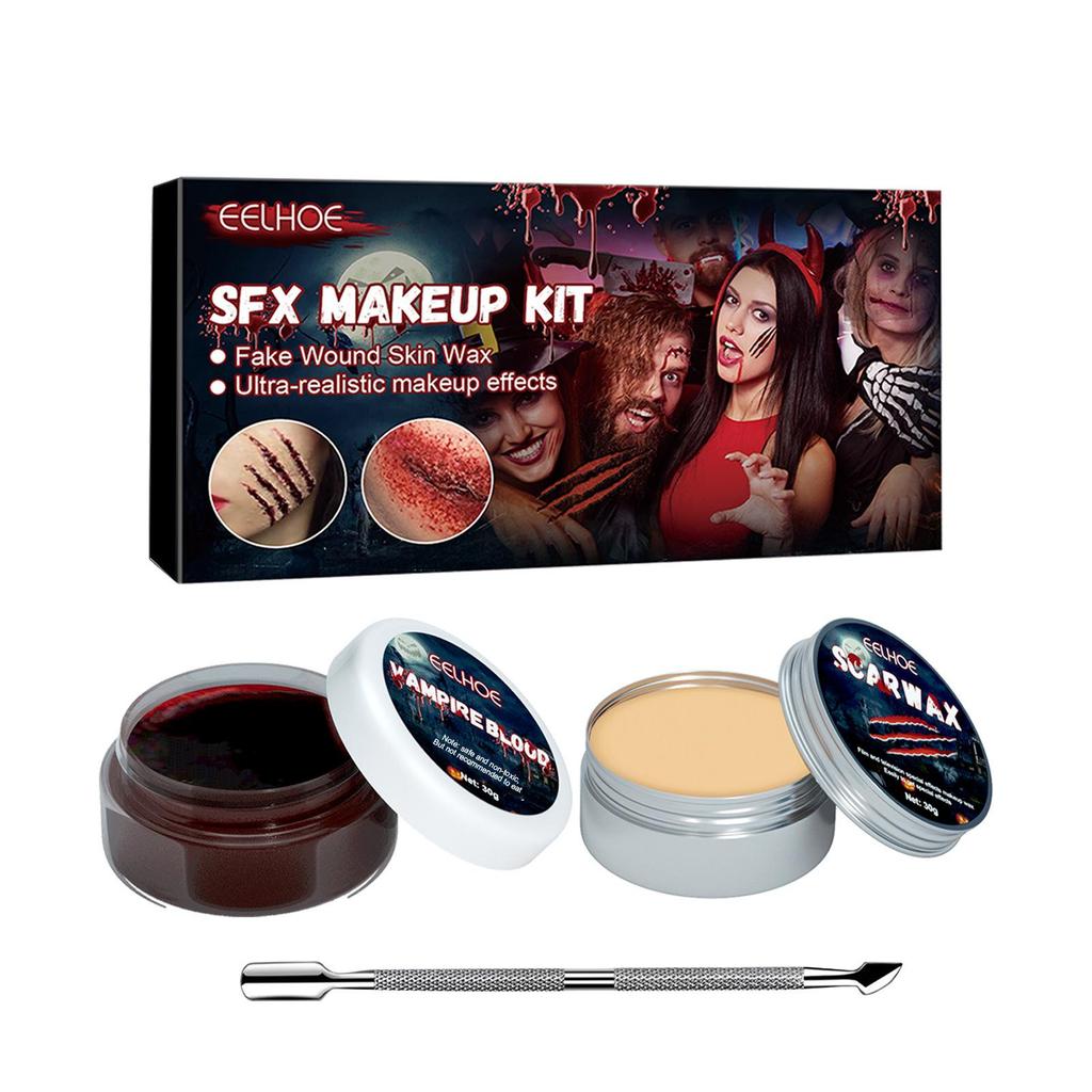 EELHOE Halloween Hautwachs Blutplasma Make-up Set Narben Make-up Für Horror Atmosphäre Partys Kostümzubehör