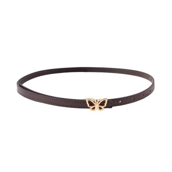 Metal Butterflies Buckle Belt Imitation Leather Women Belt Versatile Solid