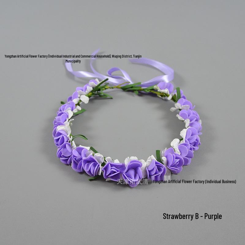 Small PE Rose Flower Headband for Bridesmaid Photography and Decoration