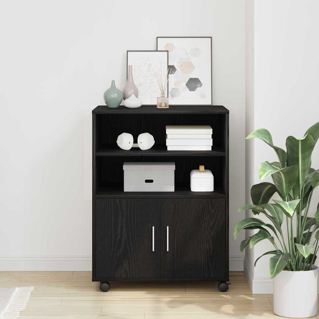 Cabinet with Shelf Black Oak Effect 60 X 48 X 74.5 Cm