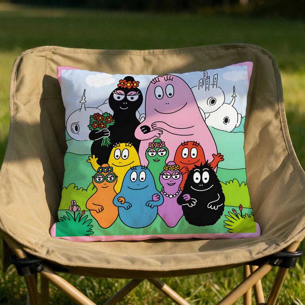 Cartoon BBarbapapa Cushion Cover Soft Reversible  Durable Pillow Cover  MultiScene Use for Home  Car Daily Comfort