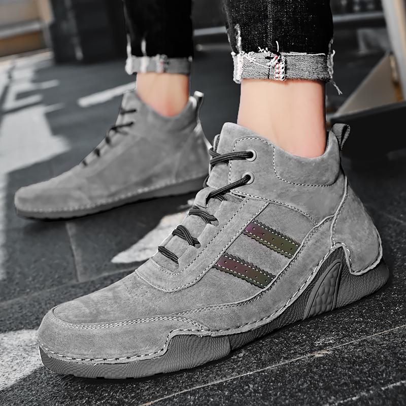 High Quality Men Fashion Ankle Boots Handmade Short Boots Classic Mid-Top Shoes Genuine Leather Motorcycle Boot Comfy Walk Botas