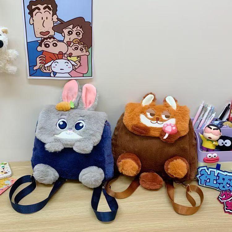 Zootopia Judy And Nick Cartoon Plush Backpack With Flip Design For Use Daily