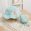 Wide Brim Straw Bag Cap Set Pearl Bow Style Sun Hat Sunscreen Sunshade Hat  for 2-8 Years Kids