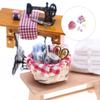 Doll House Miniature Sewing Set Includes Fabric Basket Sewing Tool For Kids Creative Pretend Play and Fine Motor Skill