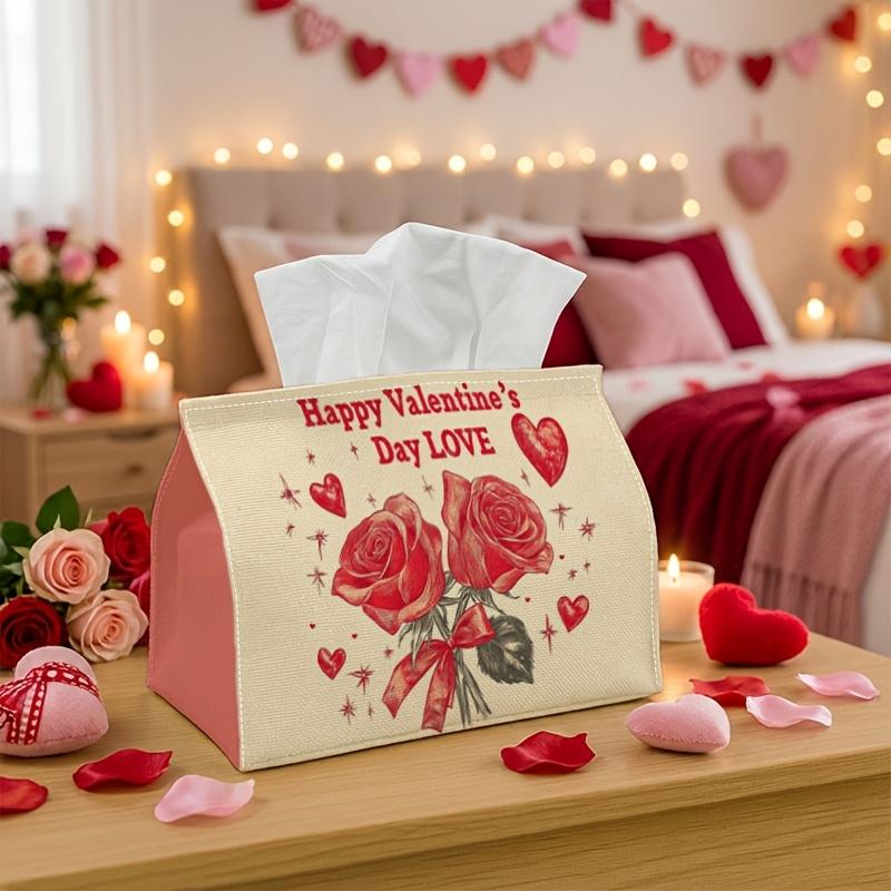 1pc Romantic Floral Tissue Box for Valentine'S Day - Featuring Roses, 17.02*25.91 Cm, Perfect for Kitchen, Living Room, Bedroom, And Bathroom - Valent