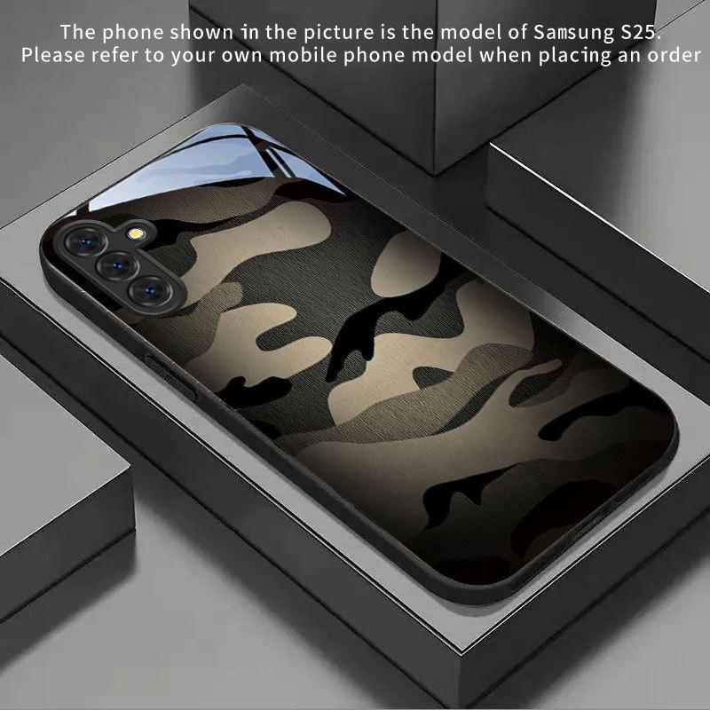 Camouflage pattern glass phone case suitable for Samsung for galaxy S26 S25 S24 S23 S22 S20 FE Ultra Plus 5Ganti drop back cover