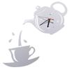 Diy Acrylic Coffee Cup Teapot 3D Wall Clock Decorative Kitchen Wall Clocks Decor