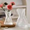 Modern Glass Flower Vase Wrinkled Flower Bottle Hydroponic Plants Pot Table Decorative Vase Home Office Desktop Decoration