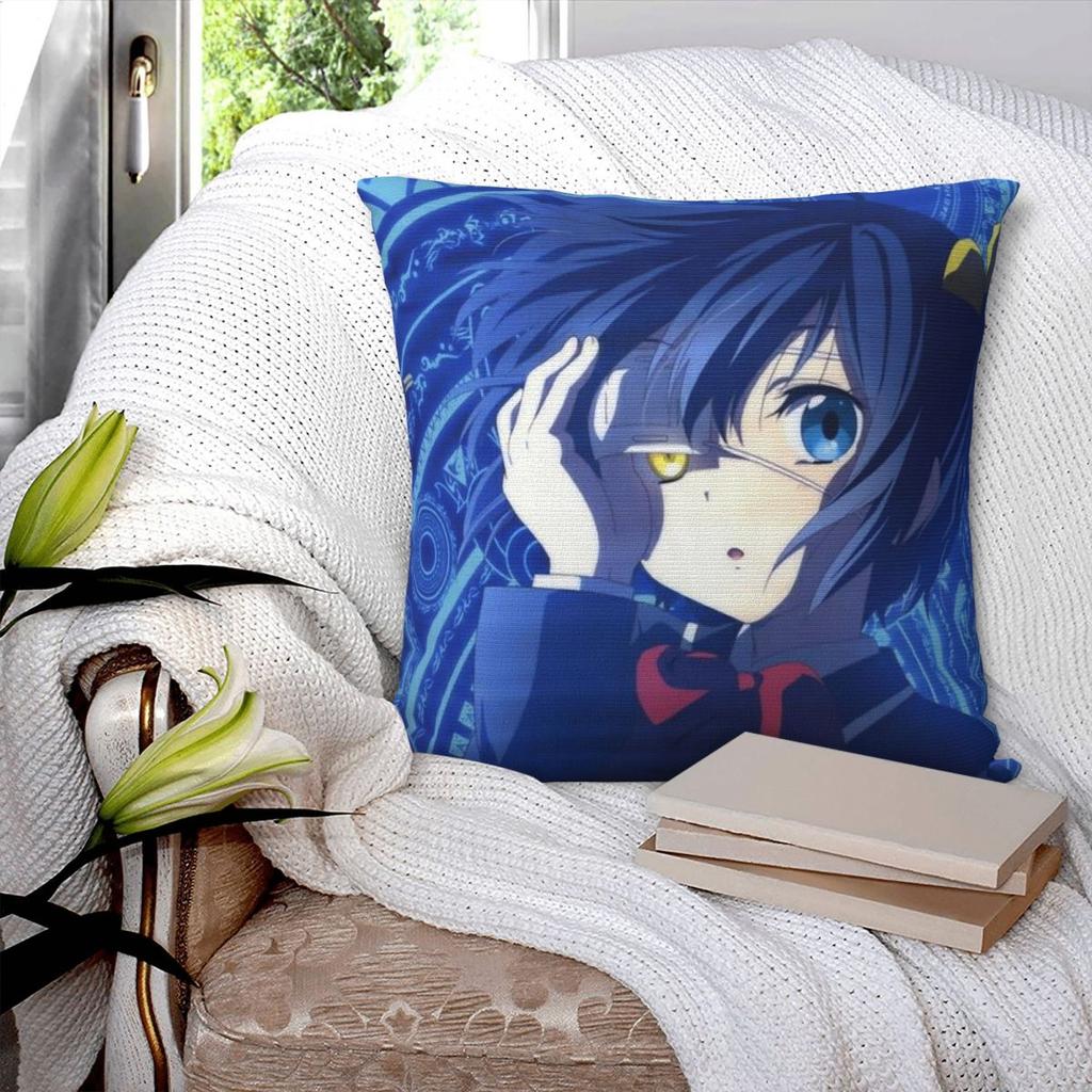 Funny Anime Rikka Takanashi Square Pillowcase Cushion Cover Pillow Case Throw Pillow Cover for Home Sofa Living Room