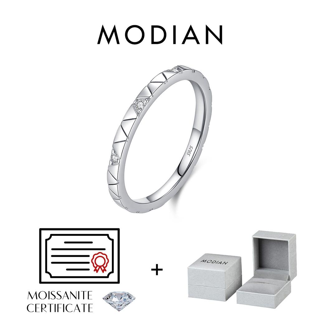 MODIAN Moissanite Rings 925 Silver Exquisite Triangle Pattern Sparkling Finger Ring For Women Fine Jewelry