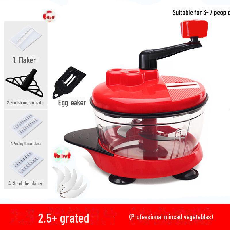 Manual Food Processor and Meat Grinder for Kitchen Use: Hand-Cranked Blender for Vegetables and Dumpling Stuffing.