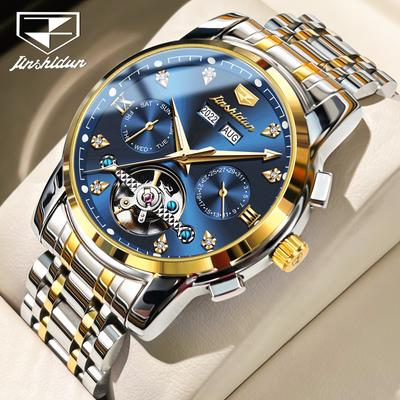 JINSHIDUN New Business and Leisure Men's Watch Simple Business Waterproof Luminous Multifunctional Mechanical Watch High-end Men's Watch