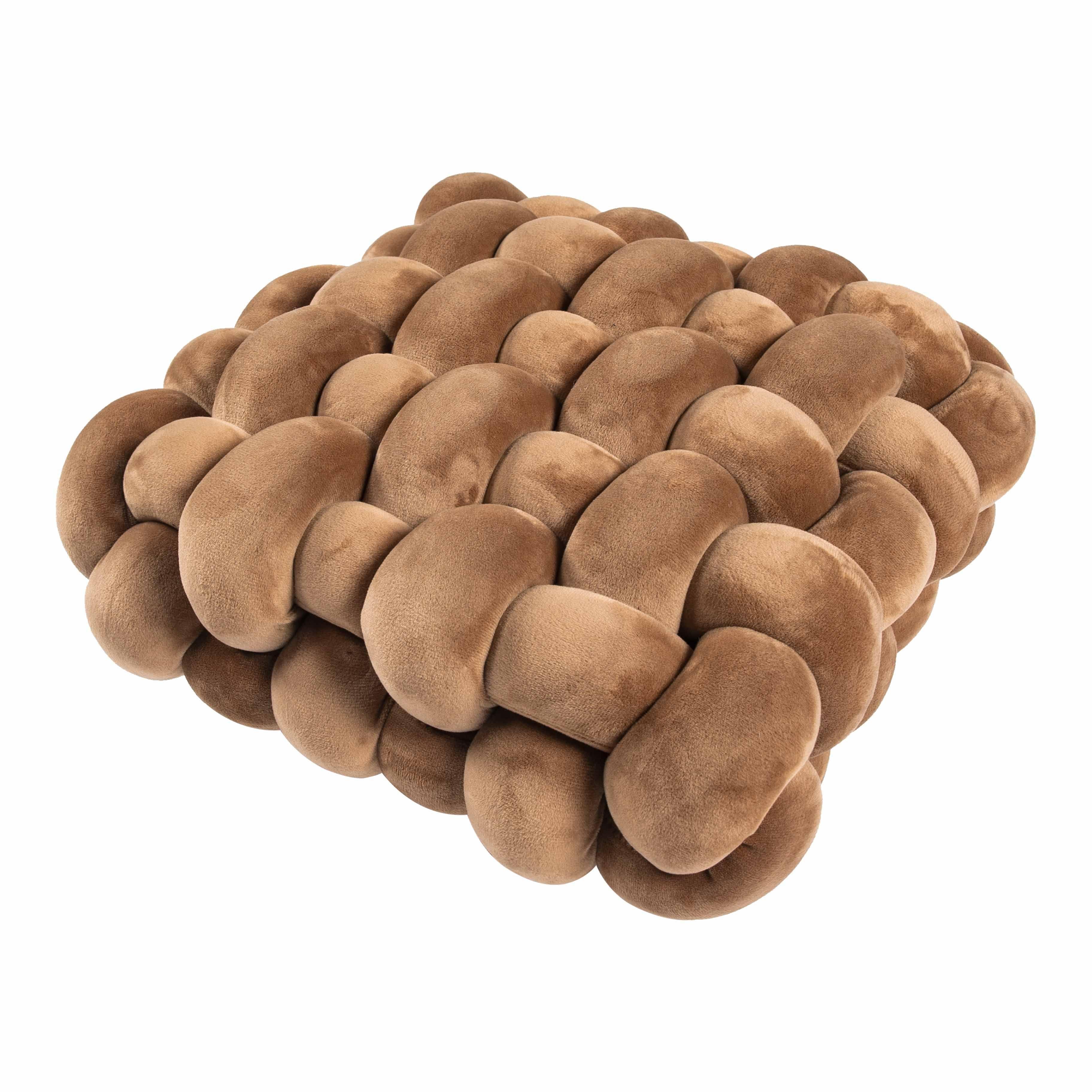 Knoop Handgemaakt Kussen Knuffels Vierkant Kussen Scandinavische Esthetiek Gevuld Kussen Kantoorstoel Vloerzitje Pluche Kussen Slaap Rug 33X33X12cm