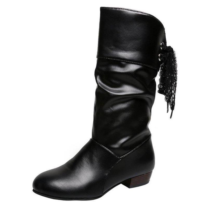 Fashion Lace-up Leather Ladies Mid Calf Shoes Comfortable and Elegant On Promotion Fashion 2025 New Rock Y2k Hot Women's Half High Boots