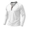 Men's Henley Long Sleeve T Shirt Raglan Color Contrast Stitching Button Placket Solid Casual Pullover Tops Spring Autumn Daily Tees
