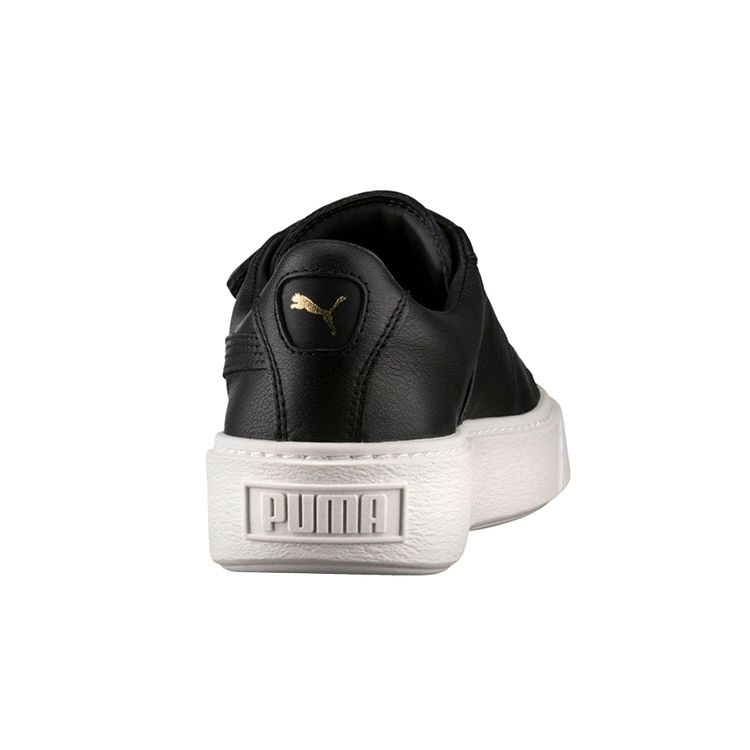 Puma Basket Platform Big Strap Solid Color Simple Velcro Casual Low Top Sneakers Women sneakers Black 364123-01