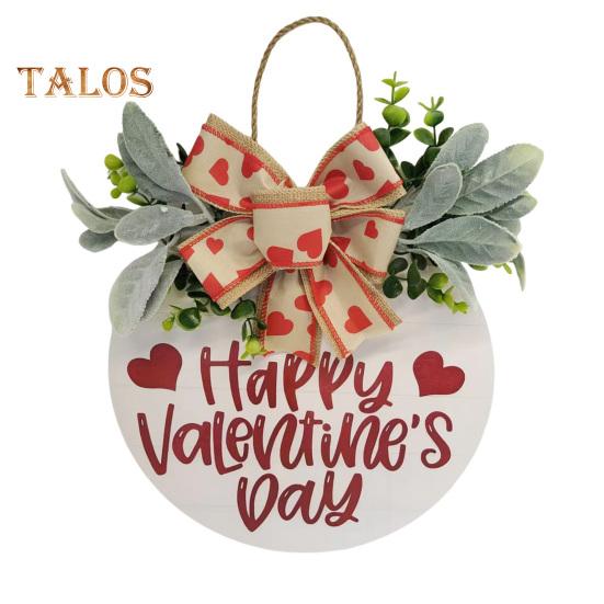 

Знак на дверь ко Дню святого Валентина, деревянный знак на дверь с надписью «С Днем святого Валентина», подвесной декоративный знак на входную дверь с венком, бантом в виде сердечек для дома, стены, крыльца красный