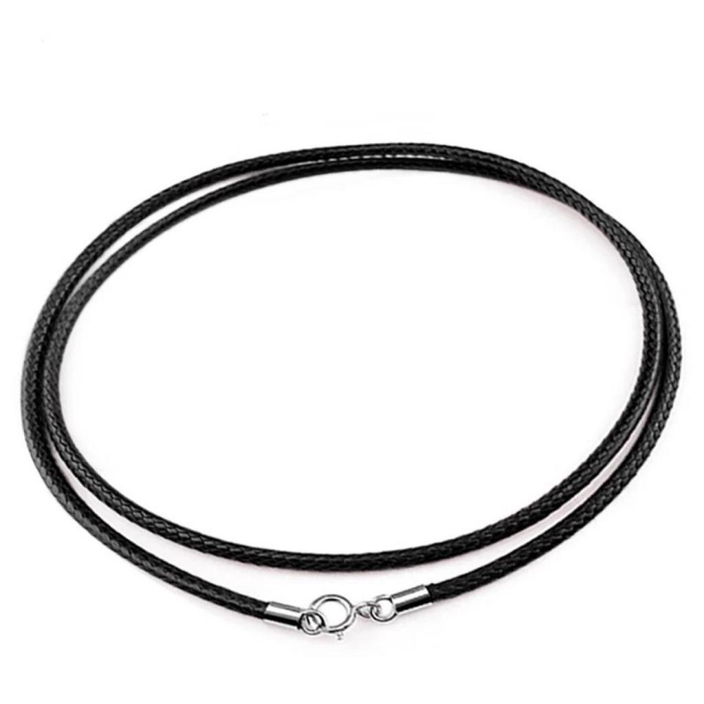 1 mm Lærsnor 925 Sølv Anheng Halskjede, Gull og Jade Anheng, Svart Vokset Snor Lanyard for Menn og Kvinner