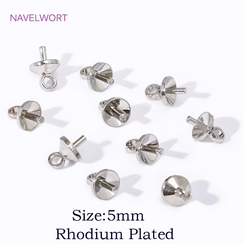 18K Gold Plated Brass Eye Pins Bail Top Drilled,Pearl Pendant Mounting Bails Connectors For DIY Jewelry Making Accessories