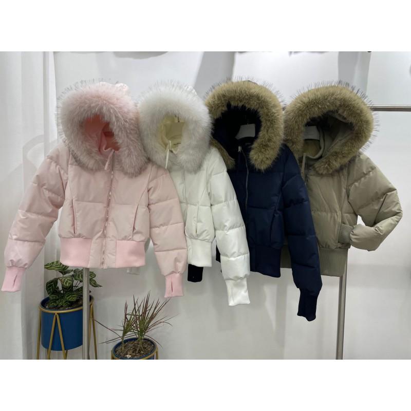 Cappotto invernale da donna in cotone con colletto in pelliccia sintetica, vestibilità slim, spesso, caldo, con cappuccio, parka