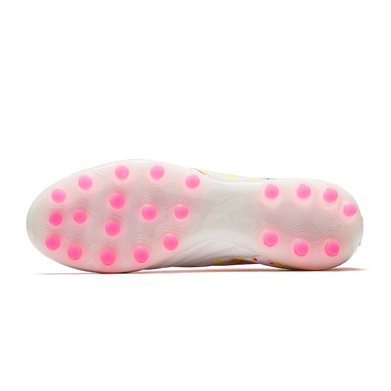 Anta Professional Training MG (Rubber Short Stud) Wear-Resistant Non-Slip Soccer Shoes Men Soccer Shoes White Pink Yellow 412511122-1