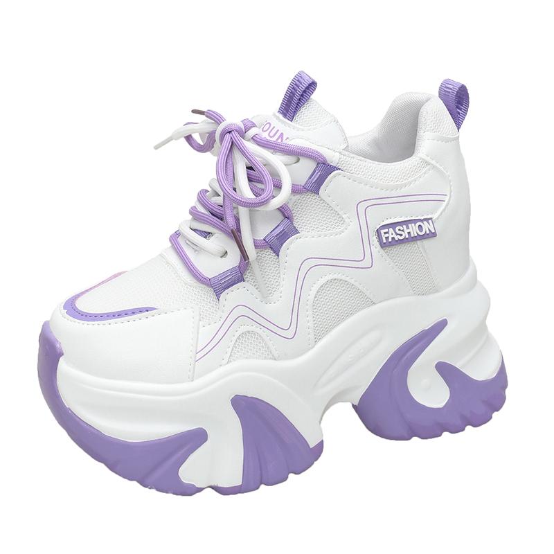 Fashion 10cm 2024 Women Chunky Sneakers White Spring Fashion Thick Sole Casual Ladies Vulcanized Shoes Sport High Platform Sneaker Woman