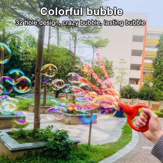 32 Hole Smiling Face Bubble Stick Big Bubble Wands Leak-Proof Bubble Machine Cute Long 5-Claw Bubble Wand for Summer Toy Party Favor