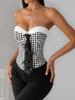 European and American Style Plaid Fishbone Tie Corset Vest for Women